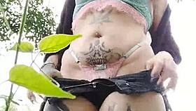 curvy girl from curitiba flashes in the woods