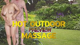 outdoor closeup massage with big ass shaking and monster cock teasing