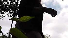 curvy girl from curitiba flashes in the woods