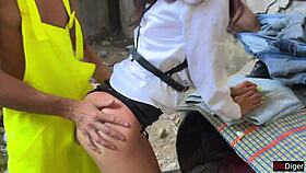 Hardcore group sex in abandoned house with three guys and one girl.