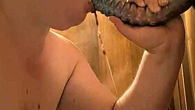 bbw gags pukes deep on monster dildo