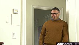 guy swallows horny shemale gracie jane's big dick before anal