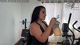 alone in gym skinny latina teen fingers pussy desperately