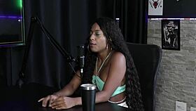 vicky surprises in sheer red during steamy bisexual group play