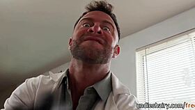 Horny busty blonde fucks doctor in front of cucked husband