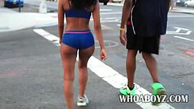 wanna see this ebony babe's juicy ass bounce during her shaved oral fun?