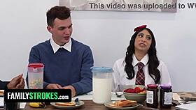 caught my petite latina honor student girlfriend fucking hard while roommates sleep nearby