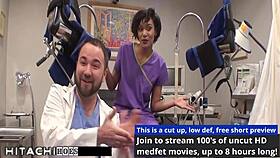 Patient moans wildly as nurse Jackie Banes hits her with the Hitachi vibrator backstage