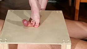 goth domina stomps slave's cock bare feet then gives messy footjob 😈👣