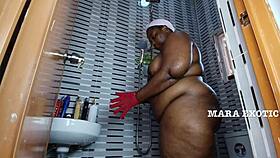 Shower time with fat onion booty milf, full video on red - mara exotic 😍