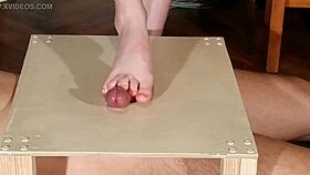 goth domina stomps slave's cock bare feet then gives messy footjob 😈👣