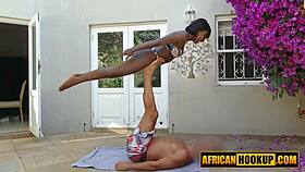 i get my big tits ebony pussy pounded by white yoga instructor after stretching