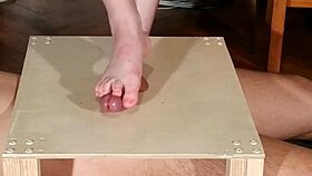 goth domina stomps slave's cock bare feet then gives messy footjob 😈👣