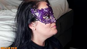 amateur milf gets her tongue covered in cum and swallows it all