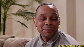 Busty babe slurps big cock to calm her roommate down