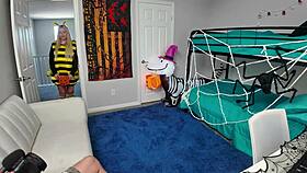 thick blonde kallie taylor sneaks in halloween sex with rough doggystyle bts