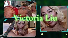 victoria lui with big clit and pussy in rough fucking and cum covered handjob