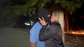 Wife Fucks Stranger on Beach Sand While Hubby Watches