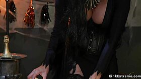 Bound Big Tits Milf Whipped into Submission at Kinky Lesbian Halloween Strapon Anal Party