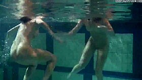 katka and barbara bounce underwater with playful moves