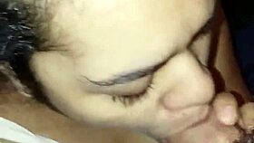 Sloppy deepthroat blowjob from sexy Dominican latina wife sucking wet cock