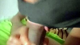 she holds cock deep in throat for long double cumshot