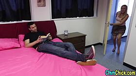 Clothed babes humiliate naked loser with femdom handjobs 😏👠💦