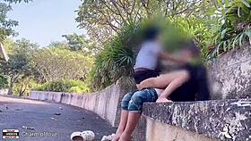 Student boldly fucks girlfriend publicly in park for thrill