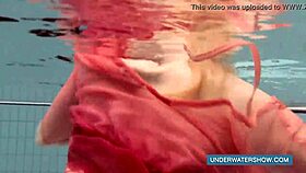 Katya Okuneva Teases In Red Dress By Pool
