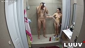 luuv xaner and grossy shower flashing her perfect natural tits