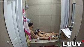 luuv xaner and grossy shower flashing her perfect natural tits