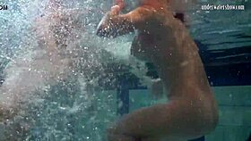 katka and barbara bounce underwater with playful moves