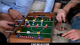 milf slaves bend over for freeuse in intense foosball orgy