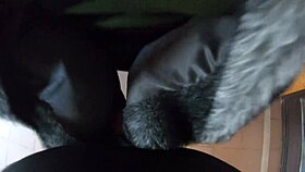 ELEGANT SLUT IN FUR GETS POUNDED ON TABLE AND DOUBLE CUM BATH!