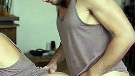 cougar milf in leather gloves handjobs teen student before doggy cumshot 💦