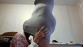 shy lesbian slips under dress to lick wet pussy