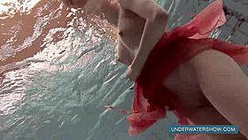 Katya Okuneva Teases In Red Dress By Pool