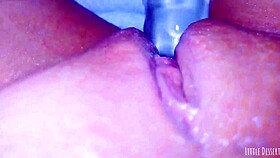 curious asian coed squirts huge on glass toy dildo