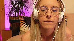 Skinny teen with glasses braces teases STROKE IT now