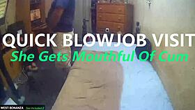 she stopped by for a quick blowjob and left with a mouthful of thick cum