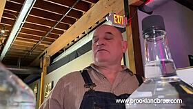 cassandra chats with nerdy janitor during intimate encounter