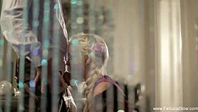 beautiful german blonde maid sneaks handjob blowjob and swallows cum eagerly