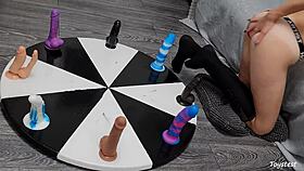 Petite Teen Rides Huge Dildos On Wheel For Intense Orgasm Win