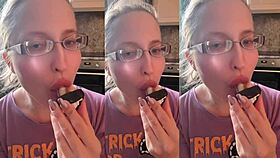 Vampire asmr glasses fetish with teasing lollipop sucking play