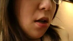 pregnant japanese brunette gives pov blowjob fingering hairy pussy to orgasm