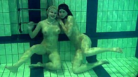 katka and barbara bounce underwater with playful moves