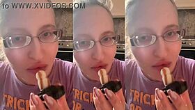 Vampire asmr glasses fetish with teasing lollipop sucking play