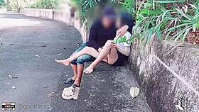 Student boldly fucks girlfriend publicly in park for thrill