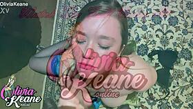 Guy gives young girlfriend quick facial blast