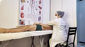 Patient gets uncontrollably hard facing nurse during full exam